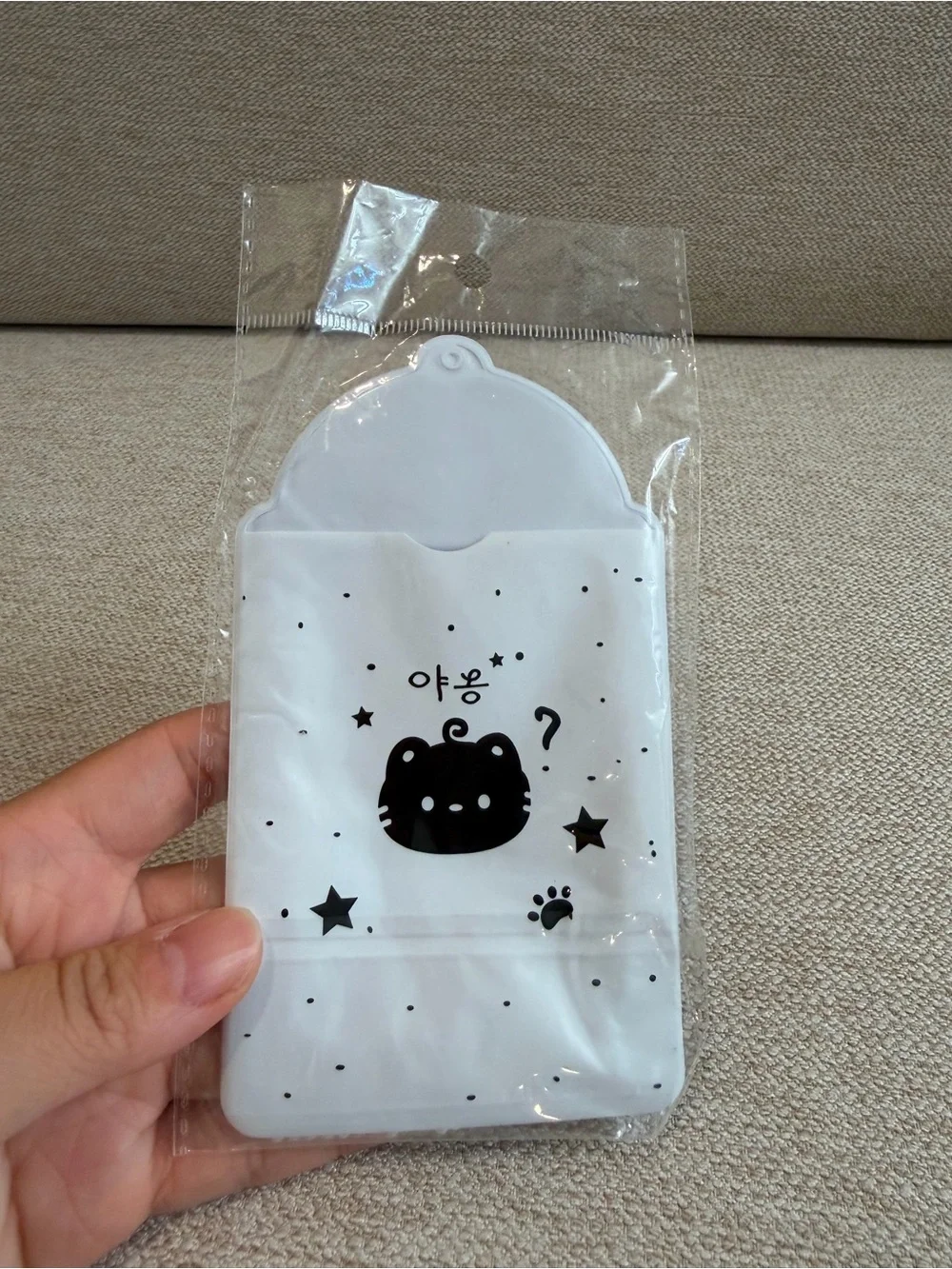 Card Holder with Black & White Cat Design